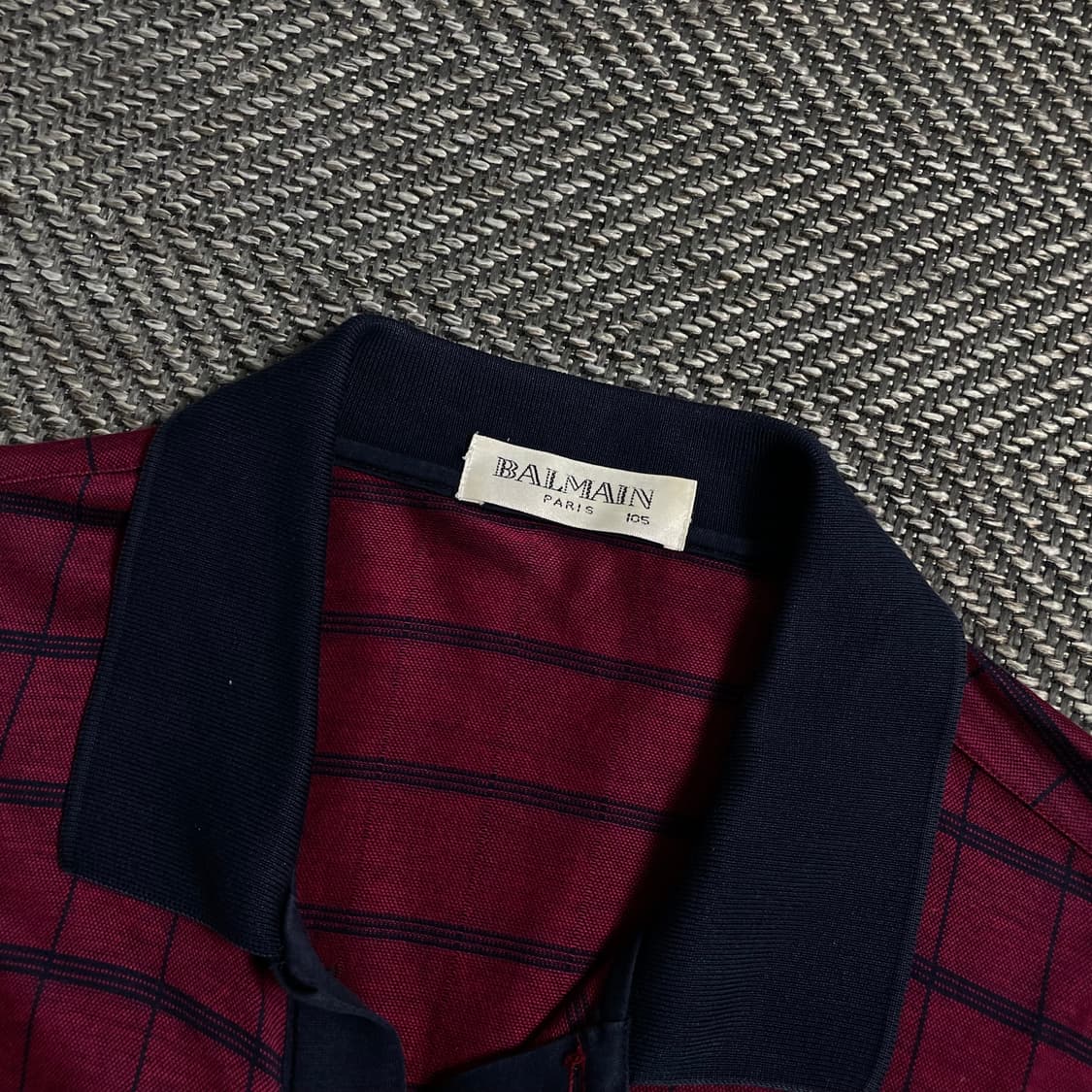 90s 발망 아카이브 체크 패턴 카라넥 반팔 티셔츠 y 3994 상품이미지5