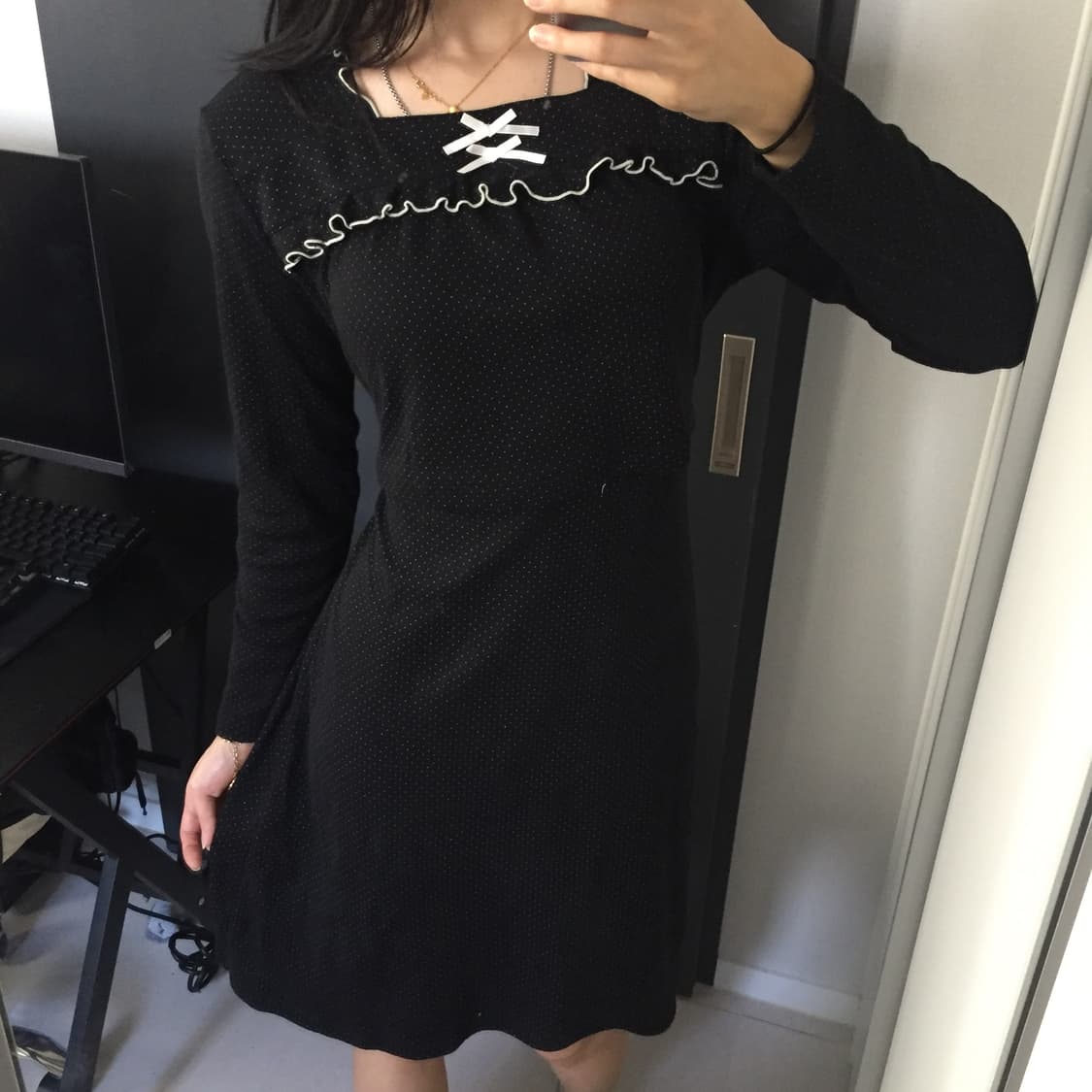 Mutti ei 히메갸루 로걀 레이스 도트 원피스 상품이미지3