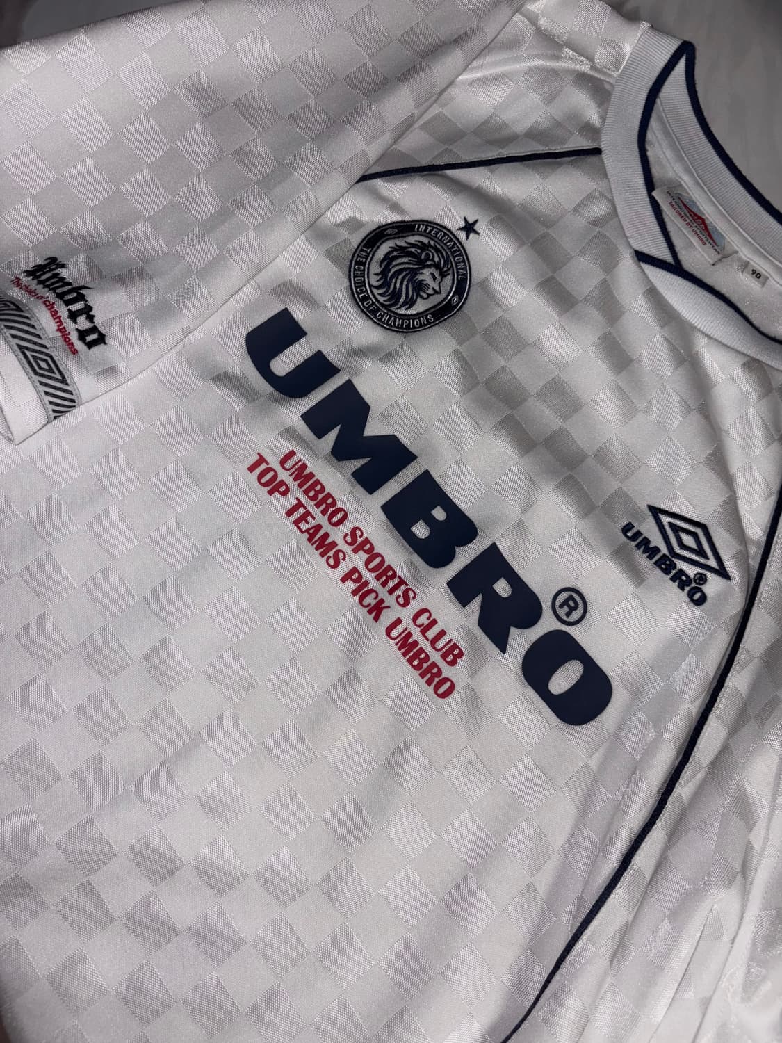 엄브로 스트라이프 자카드 라운드 반팔 저지 화이트 상품이미지1