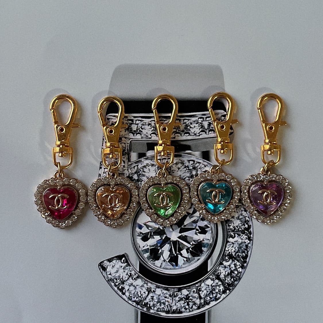 샤넬 하트캔디 크리스탈 골드 키링 상품이미지2