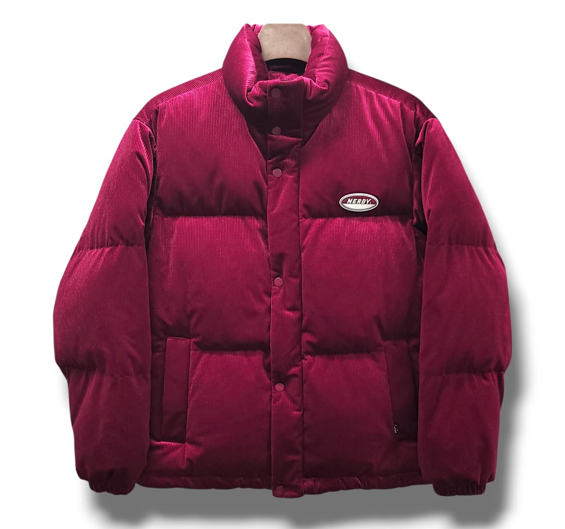 [S] 널디 버건디 코듀로이 벨벳 다운 패딩 상품이미지1