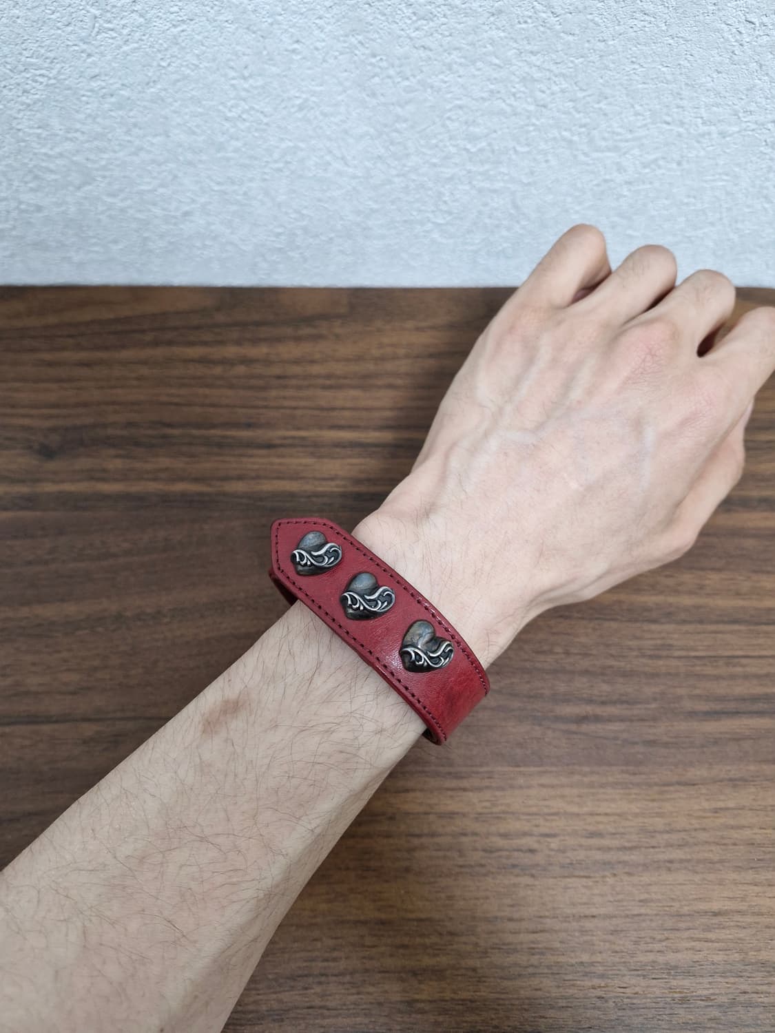 [OS] 크롬하츠 레드 하트 3버튼 레더 팔찌 상품이미지8