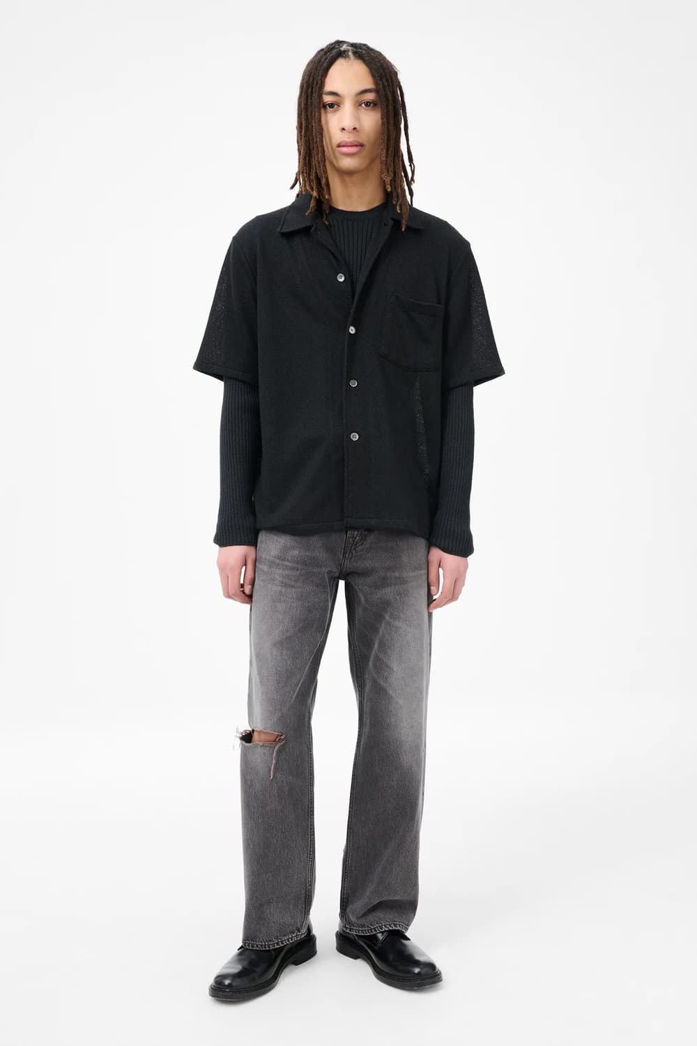 아워레가시 박스 셔츠 숏슬리브 블랙 부클레 48사이즈 상품이미지2