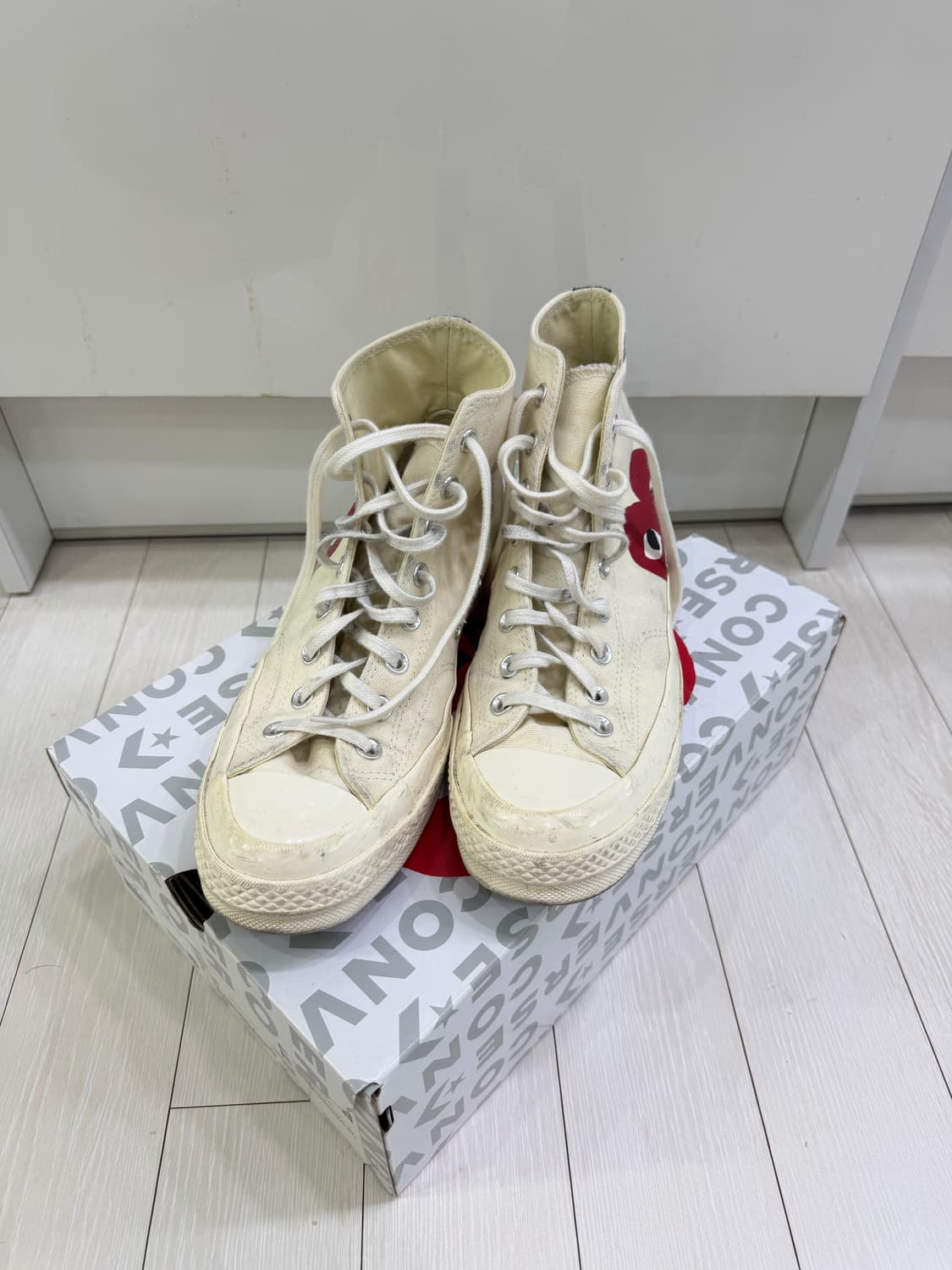 화이트 CDG 플레이 꼼데가르송 컨버스 척70 하이 상품이미지2