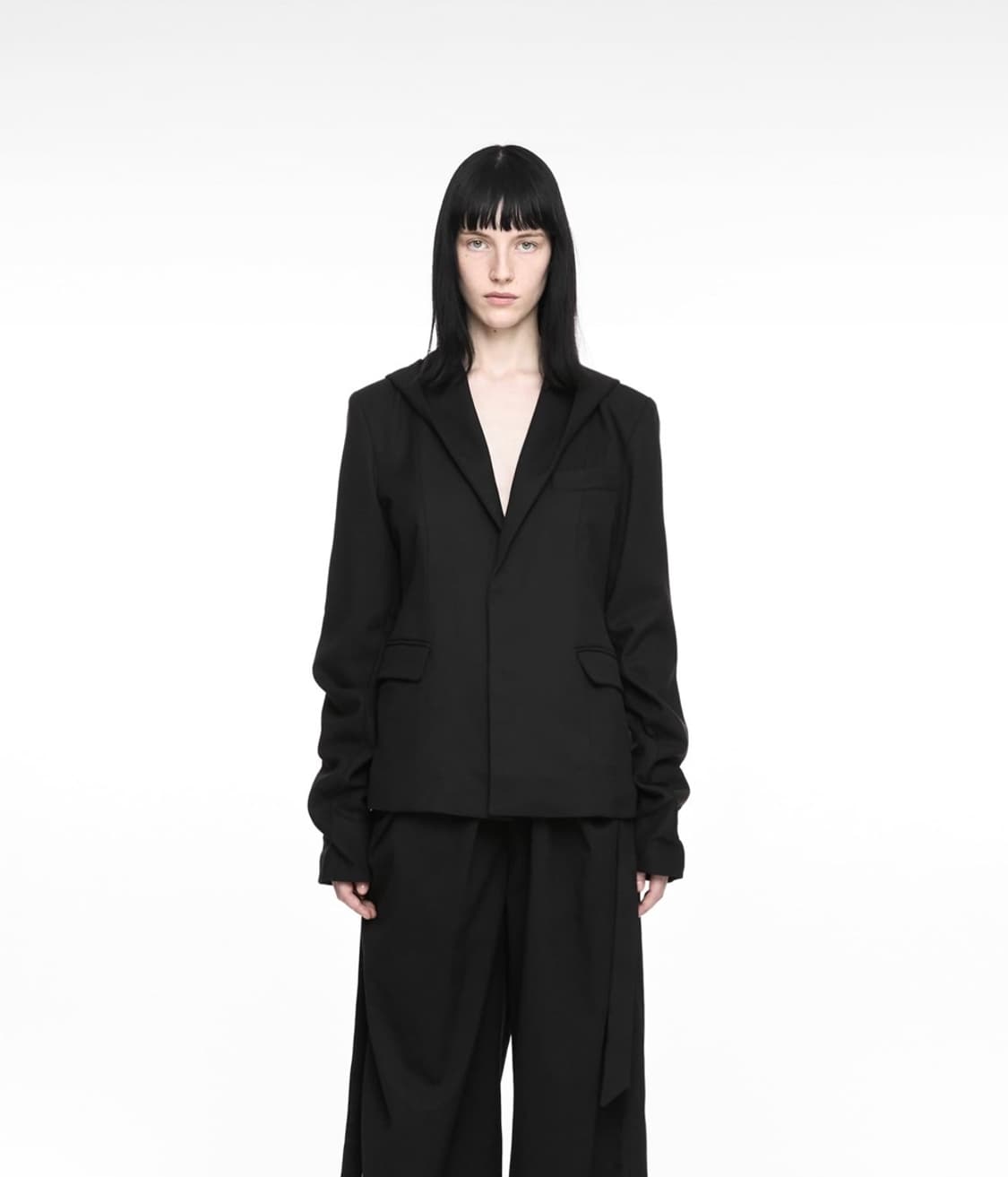 나체 후드 블레이저 자켓 블랙 상품이미지1