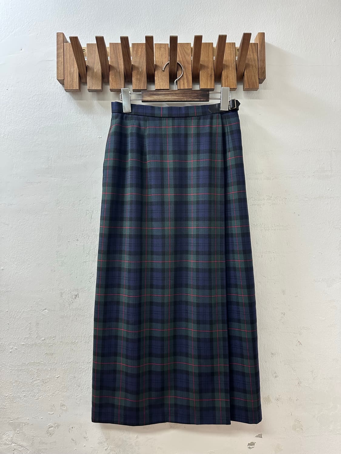 일본빈티지 NewYorker 뉴요커 뉴 울 100% 타탄체크 랩 스커트 상품이미지2