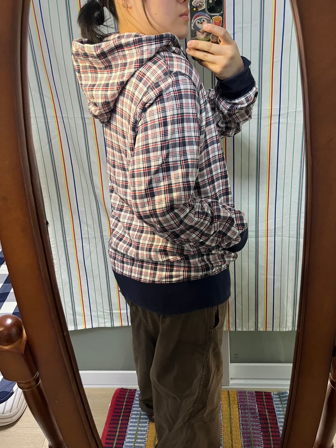 올드 유니클로 체크 후드집업 상품이미지3