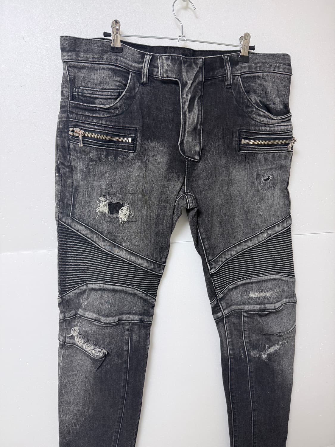 발망(BALMAIN) 디스트로이드 바이커 데님 팬츠 34 데일리  상품이미지2