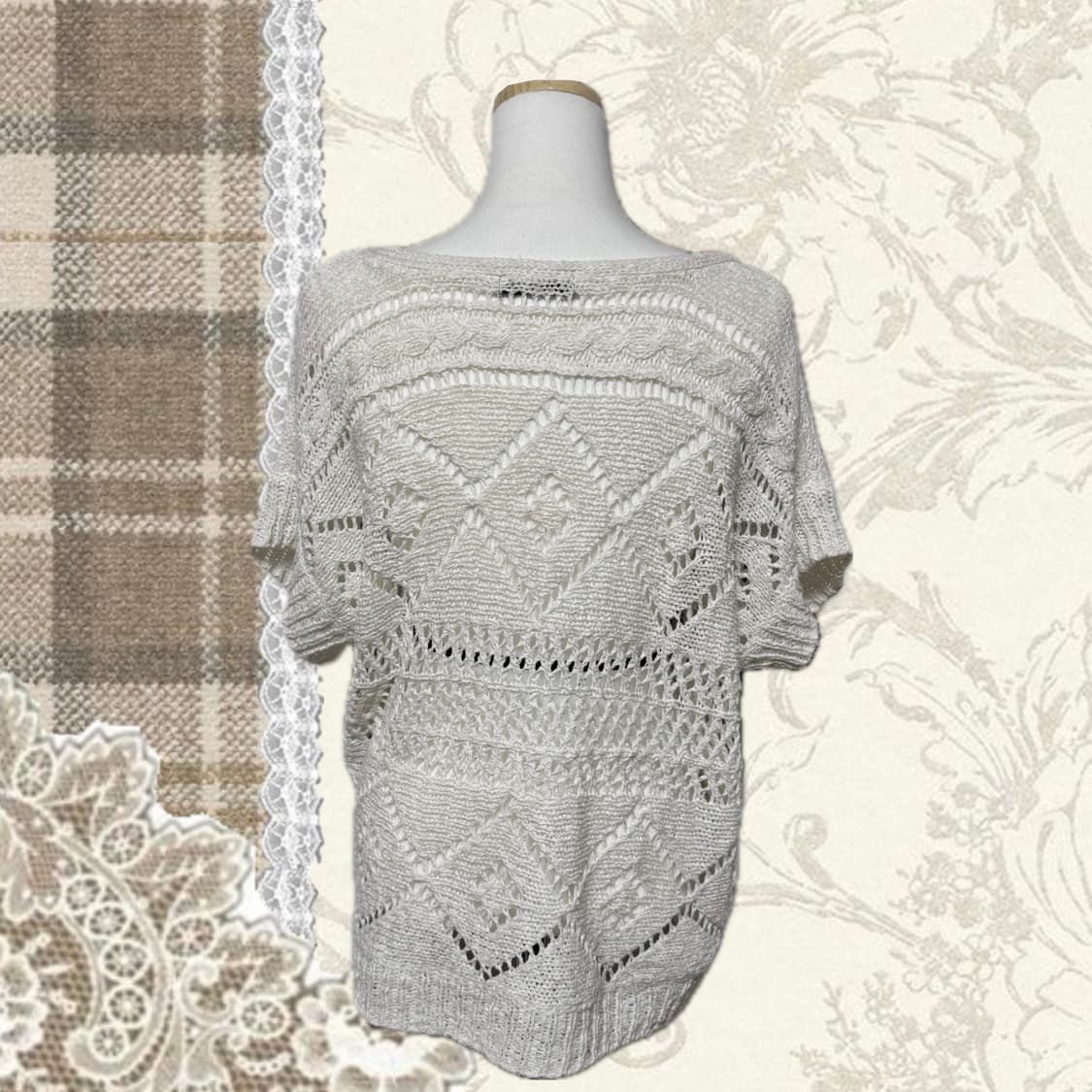 하구미 모리걸 기본템 펀칭 아이보리 니트 상품이미지2