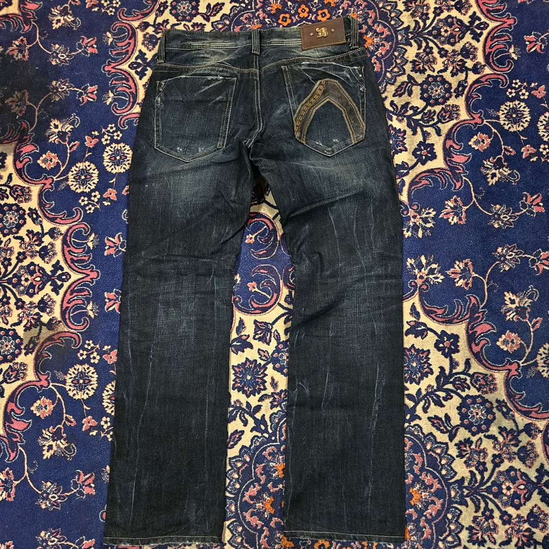 버커루 빈티지 y2k 워시드 가죽 포켓패치 데님 청바지 32 상품이미지1