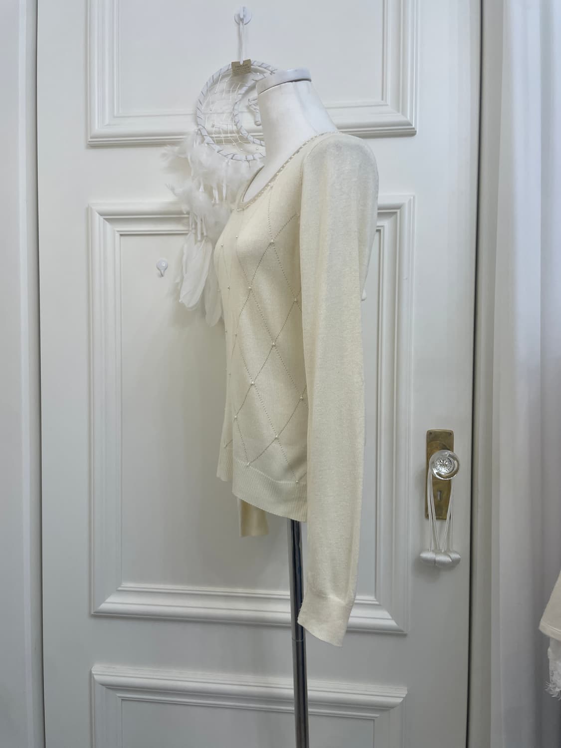 creamivory beige glitter pearl point kni 상품이미지2