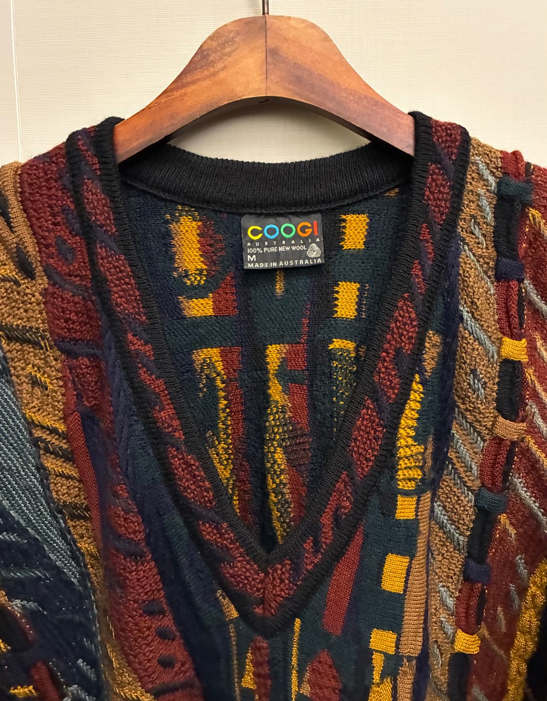 (M/103)Coogi 쿠지 3D 에스닉 빈티지 케이블 V넥 니트 상품이미지3