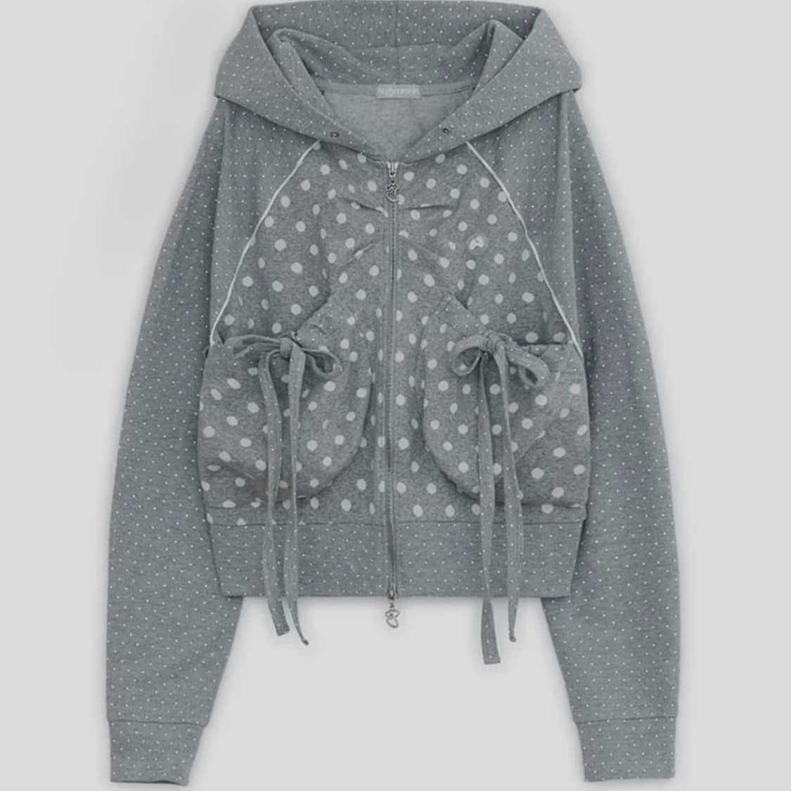 허그유어스킨 도트 빅 포켓 후드집업 그레이 상품이미지1