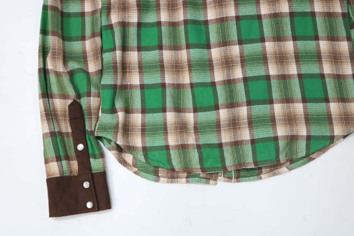 CRU 빈티지 그린 체크 웨스턴 배색 셔츠 (L) 상품이미지9