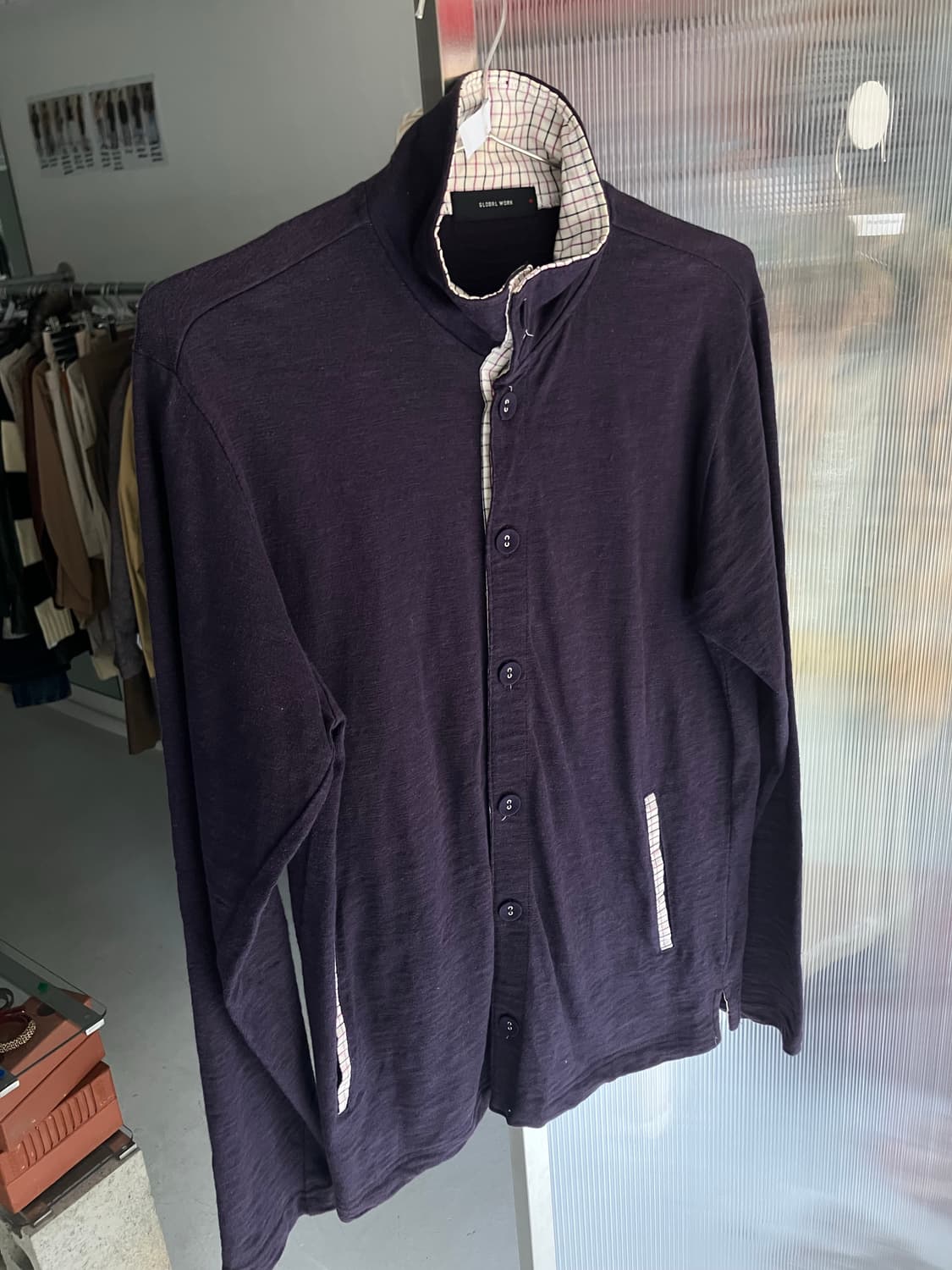 퍼플네이비 버튼카라 롱슬리브 상품이미지2