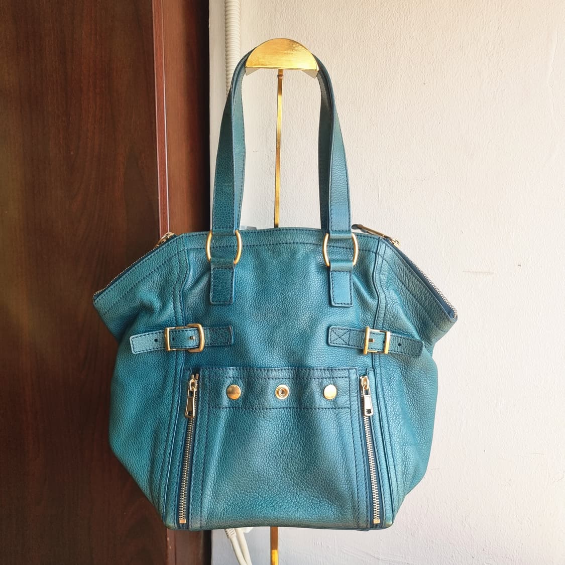 입생로랑 레더 가죽 핸드백 숄더백 토트백 가방 /에메랄드그린레더 상품이미지1