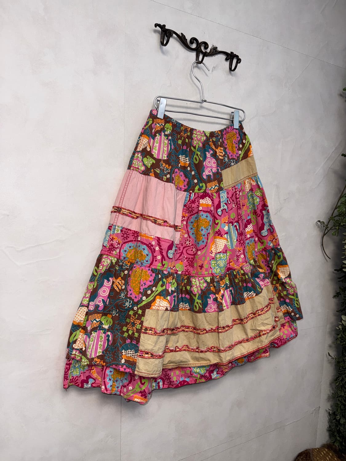 Pink kitsch bohemian patchwork skirt 상품이미지2