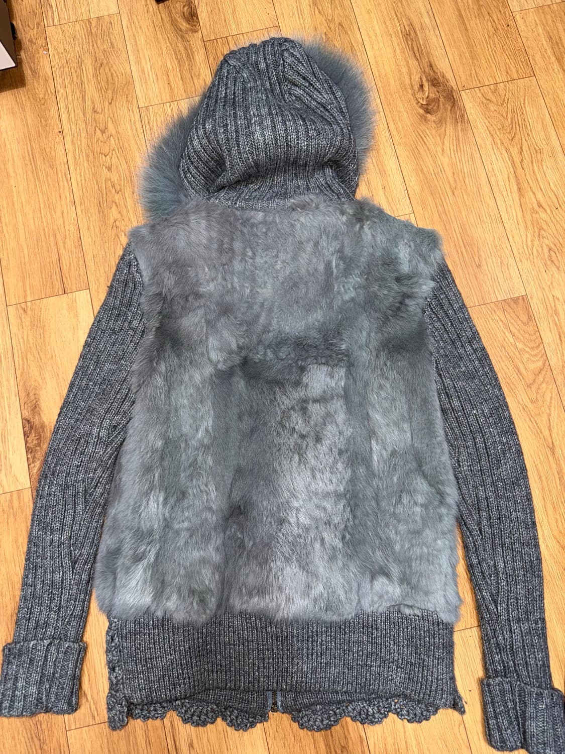 그레이 소프트 퍼 후드집업 상품이미지2