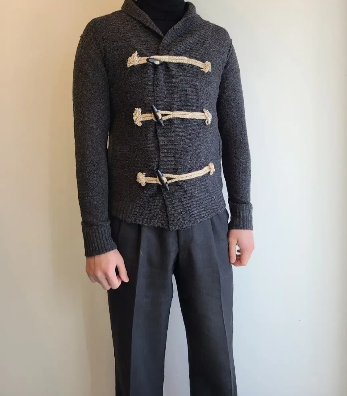 LEFTY 차콜 그레이 울 더플 카디건 상품이미지1