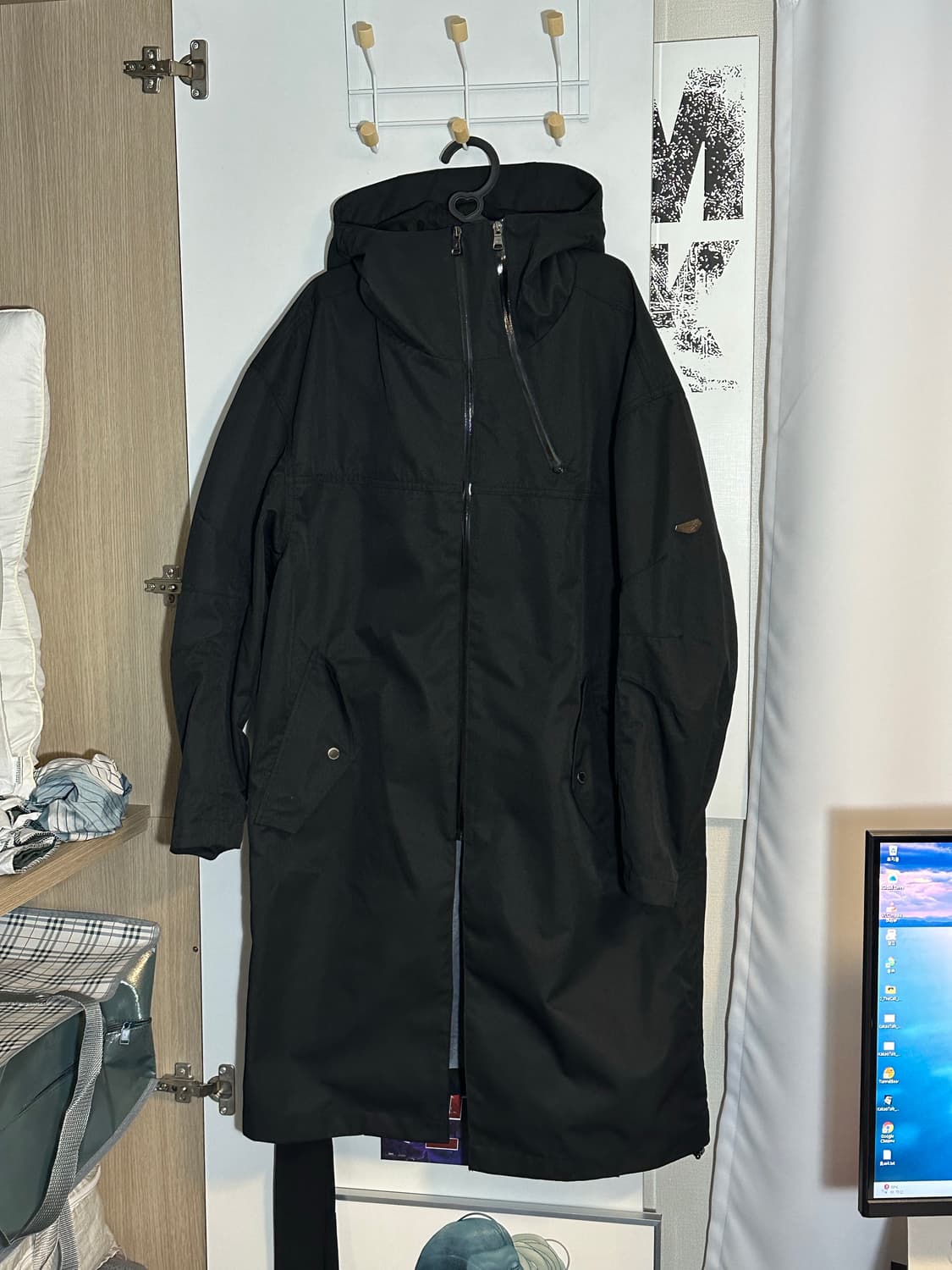 록히드마틴 더블 집 테크 파카 롱 바람막이 블랙 사이즈 1 상품이미지4