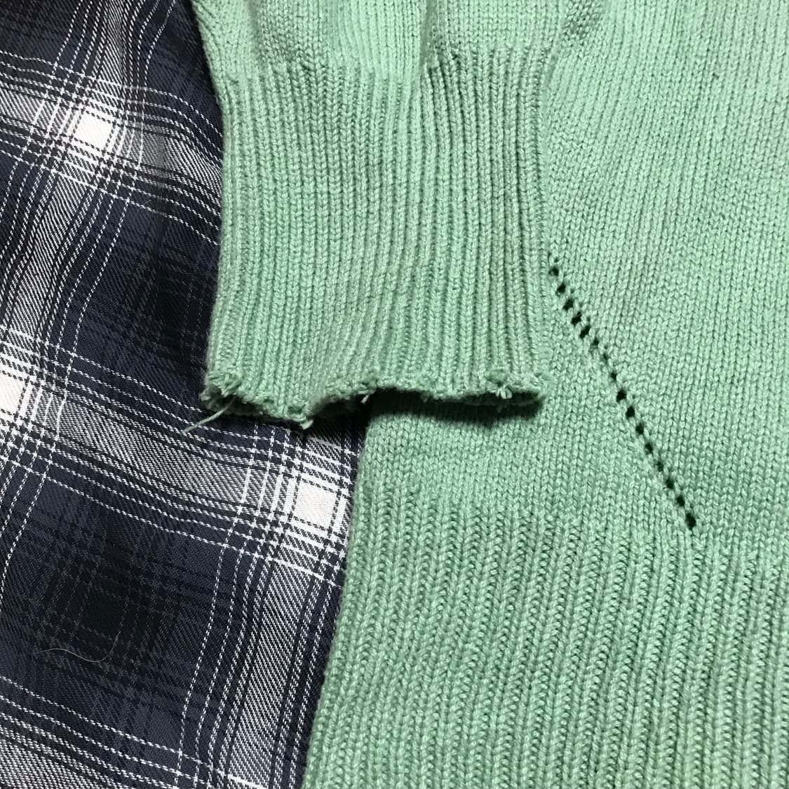 재팬 디스트레드 디자인 헤비 울 니트 그린 상품이미지3