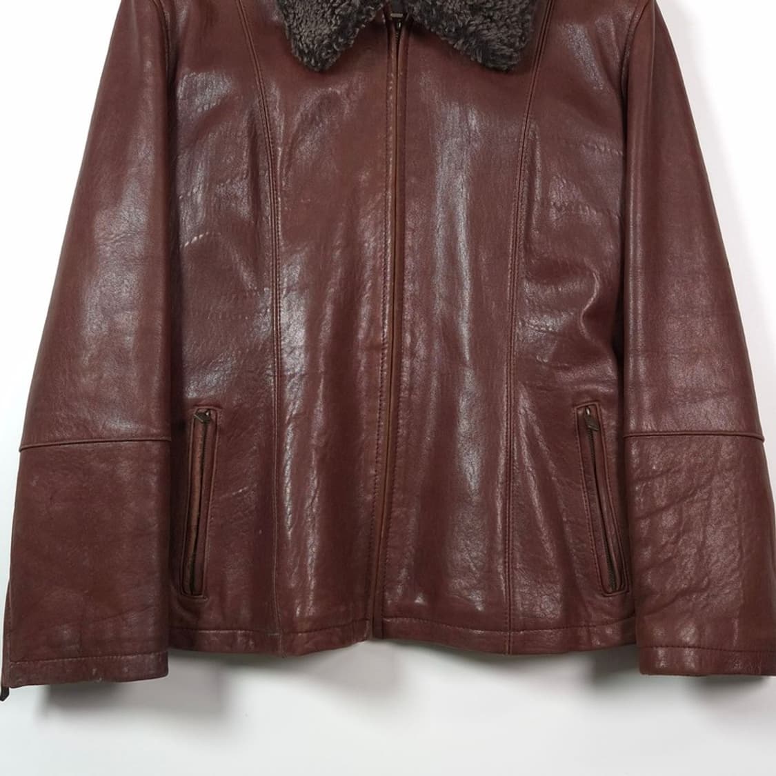 monticole 빈티지 브라운 양가죽 퍼 칼라 무스탕 자켓 53 상품이미지3