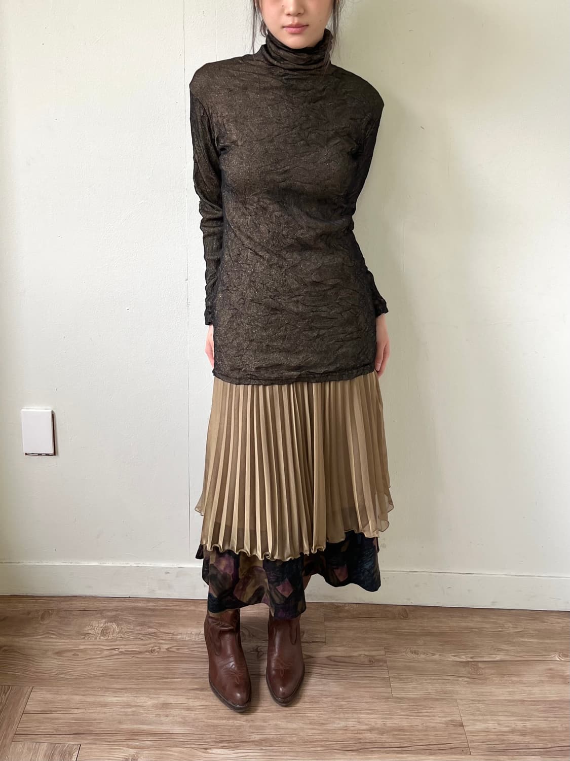 ofuon 골드 플리츠 스커트 상품이미지8