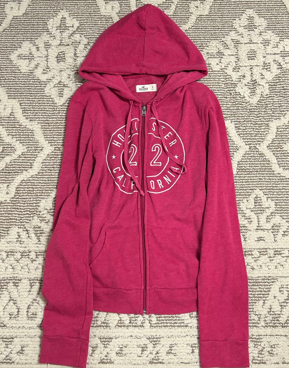 유일매물 ⭐️ 홀리스터 원형로고 핑크 딱붙핏 후드집업 상품이미지1