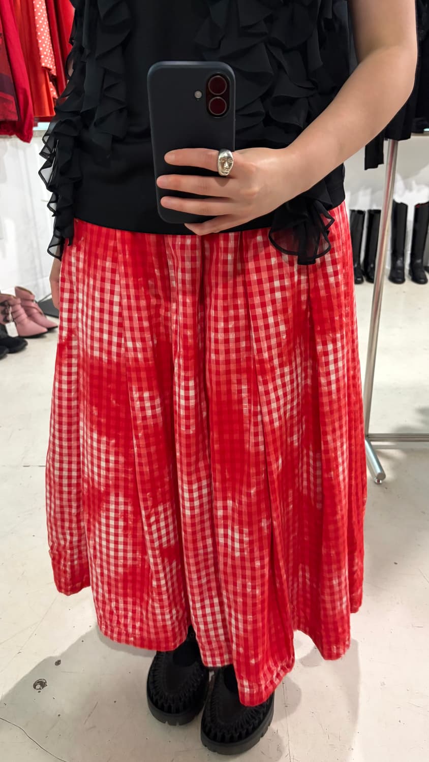 Tie Dyed Check Pleats Skirt 상품이미지3