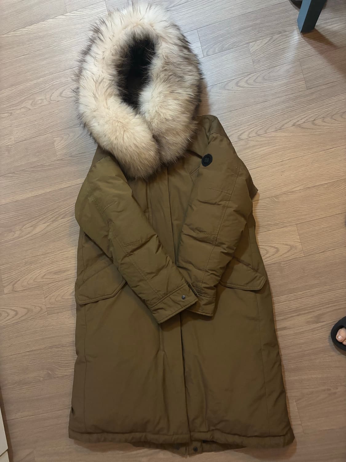 새상품급 코오롱 하이라인 구스다운 야상 롱패딩 85(90가능) 상품이미지1