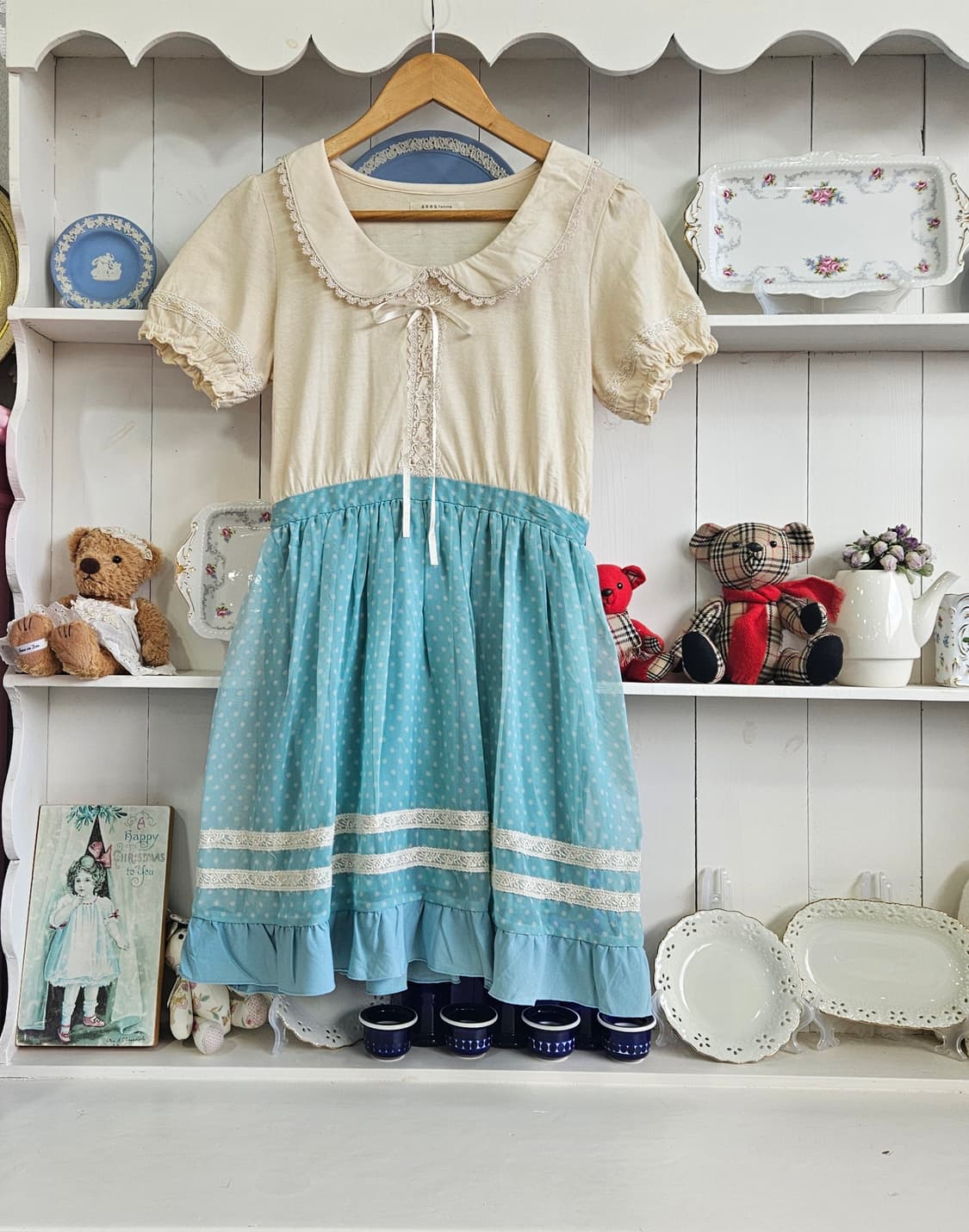 Axes Femme) 마카롱 하늘색 도트 레이스 상품이미지2