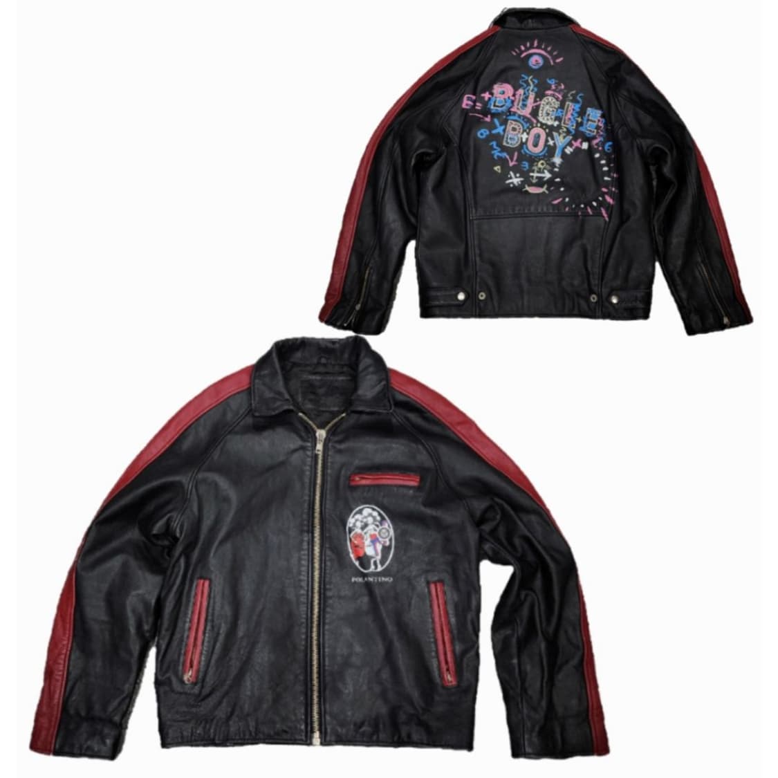 Bugle boy 빈티지 그래피티 소 가죽 자켓 레더 자켓 상품이미지1