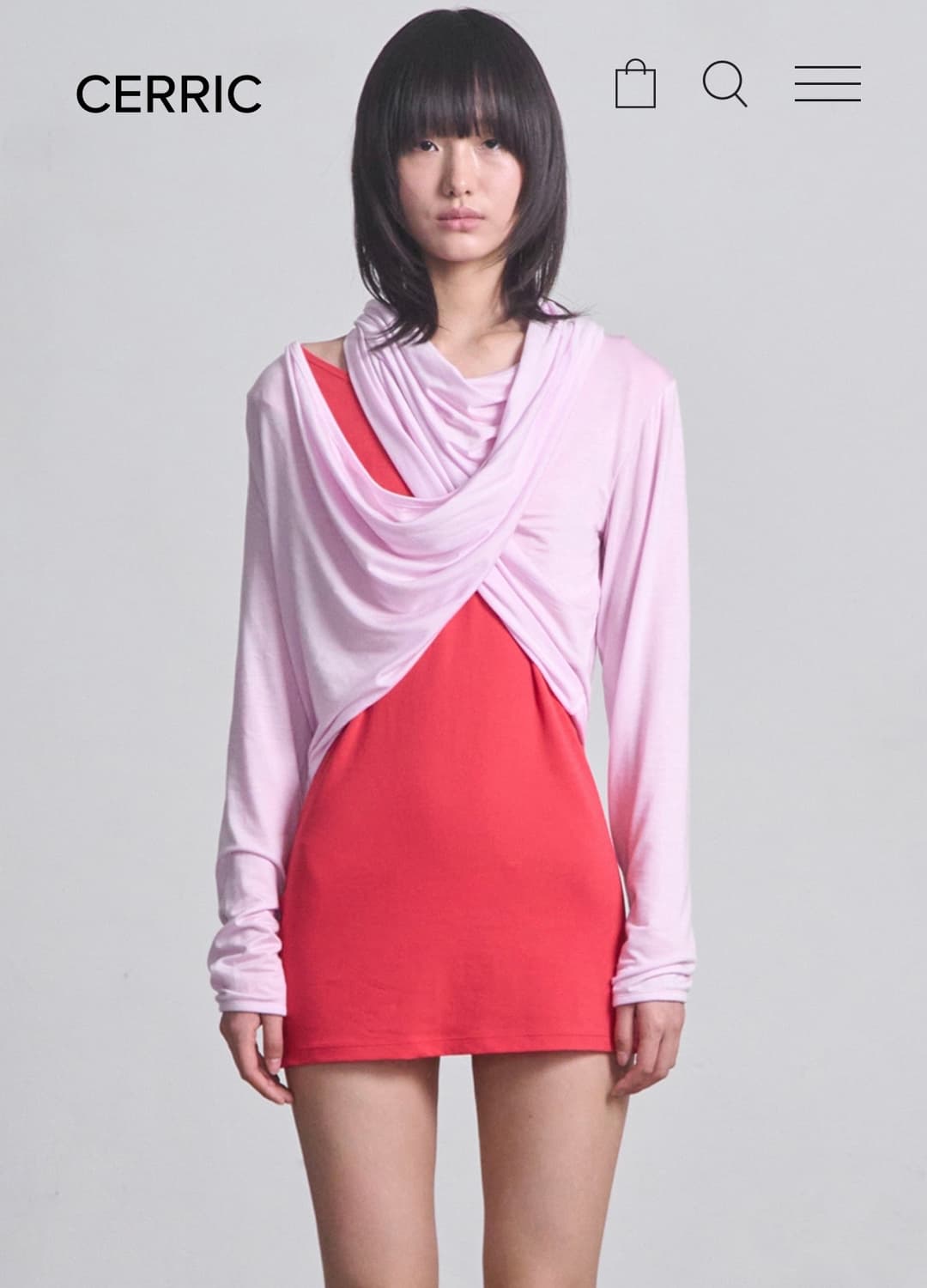 (구함)세릭 드레이프 랩 가디건 핑크 상품이미지3