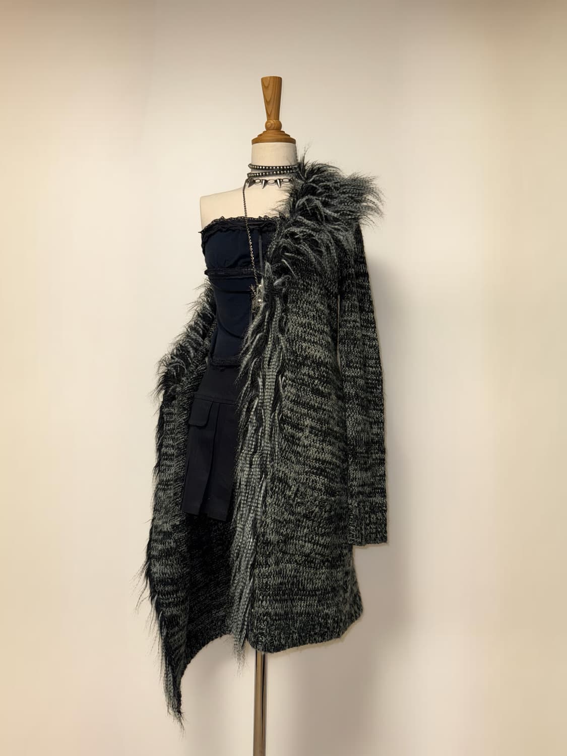 펑크 퍼 롱 오픈가디건 상품이미지2