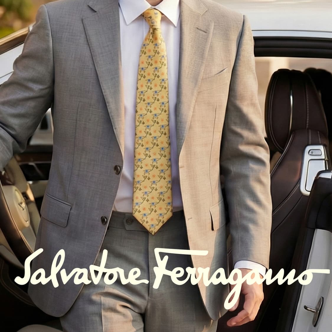 페라가모 실크 옐로우 코끼리&나비 넥타이 9.6cm A등급 A19233
 상품이미지1