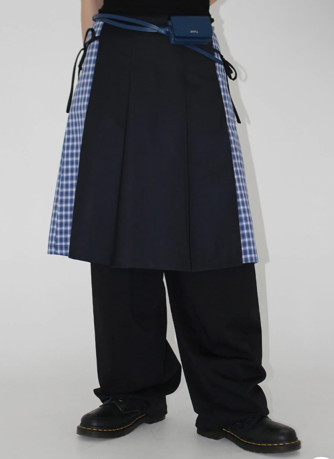 아케 체크 플리츠 레이어드 스커트 상품이미지4