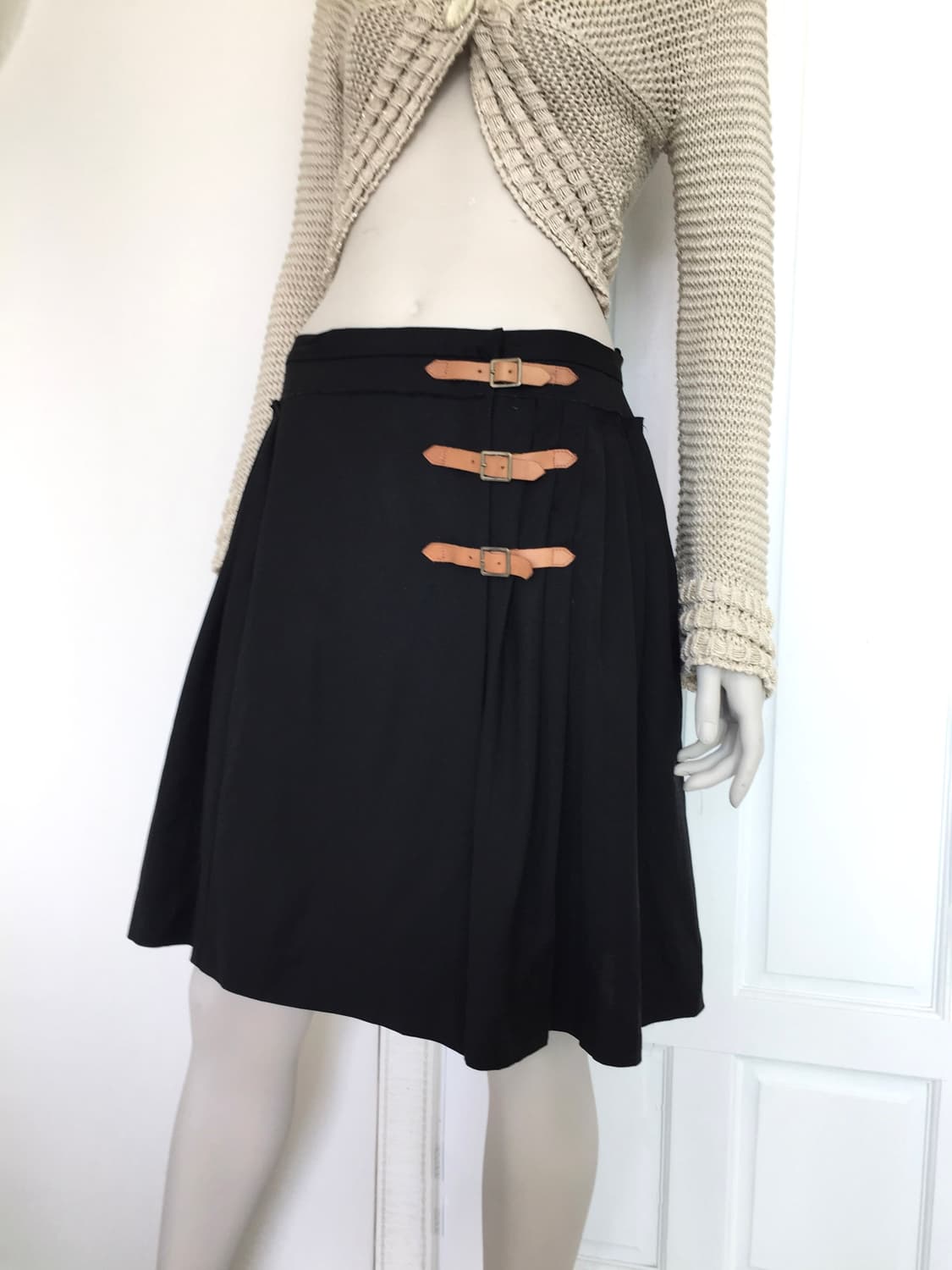 Belted Pleated Wrap Midi Skirt 상품이미지4