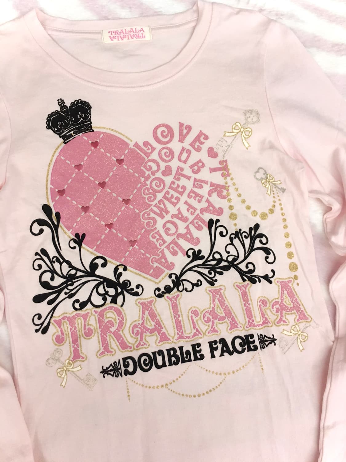 트랄라라 연핑크 하트 크라운 글리터 롱슬리브 티셔츠 히메갸루 상품이미지3