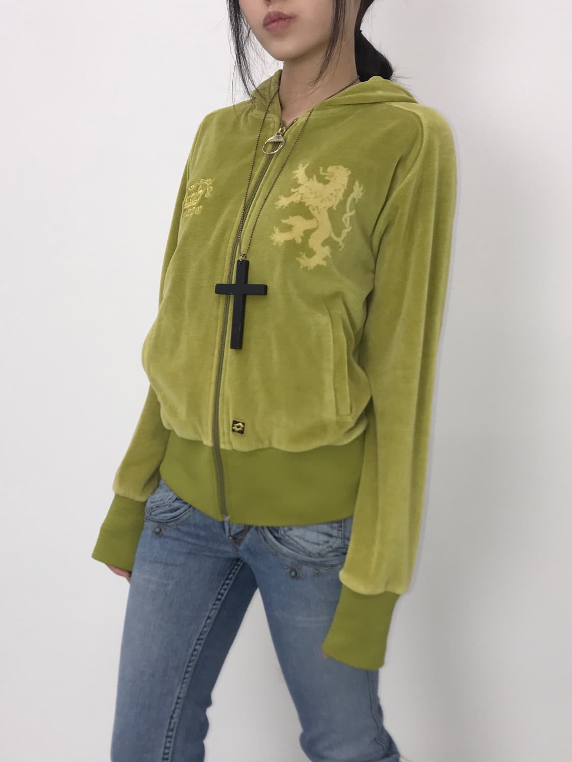 LOTTO Velour Lime Hoodie zip up 상품이미지1