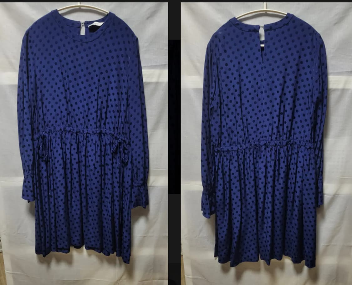 산드로 로리 원피스 네이비 도트 긴팔 미디원피스 상품이미지1