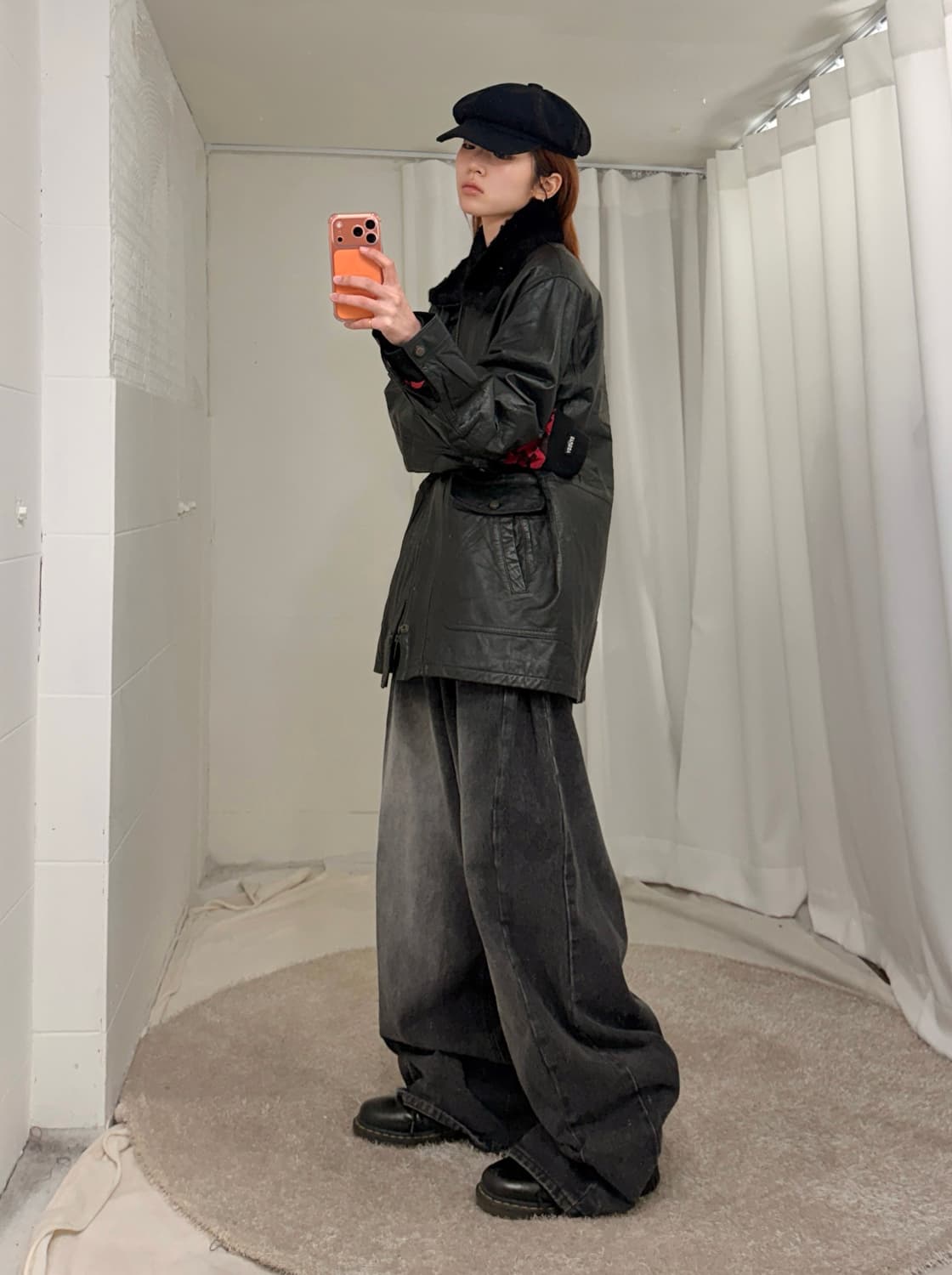 스투시 하운드투스 니트 블랙 레드 레더 스트릿 코디 세트 상품이미지2