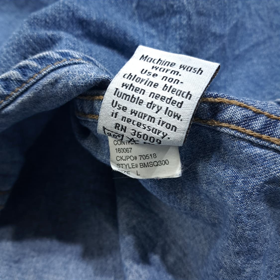CL394 L 캘빈클라인 90s 홍콩판 코튼 미디엄블루 데님셔츠 남방 상품이미지7
