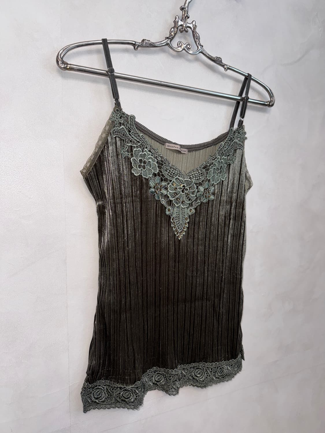Ash khaki fairy lace velvet pleats 슬리브리스 상품이미지5