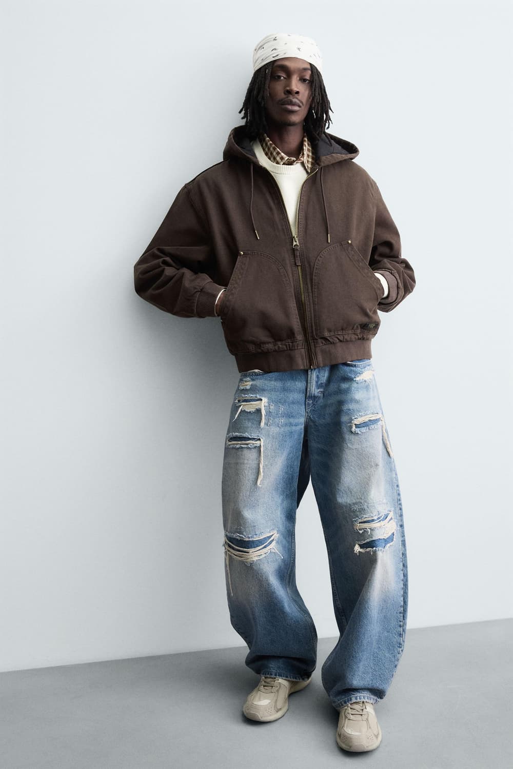 자라 후드 패딩 자켓 브라운 상품이미지3