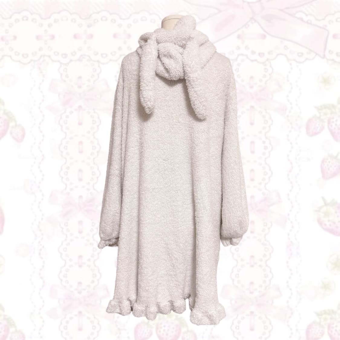 생화이트 우사미미 핀터깔 토끼 포인트 후드 폭닥 원피스  상품이미지3