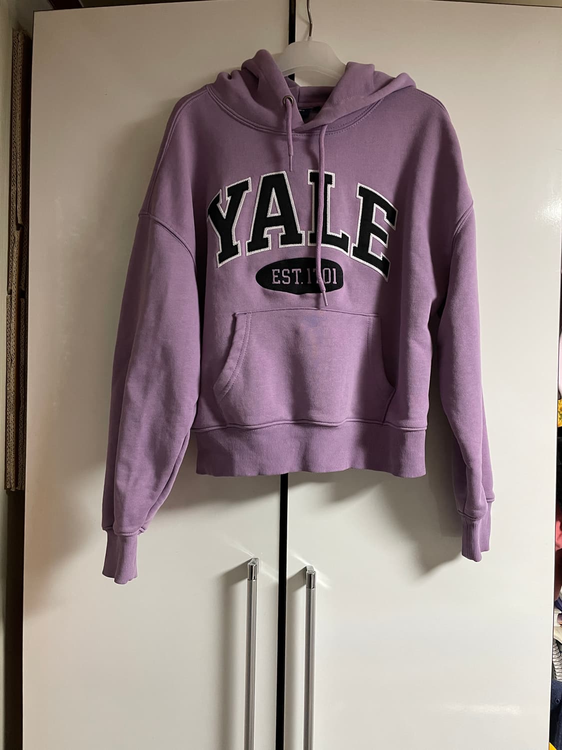 예일 크롭 후드 티셔츠 연보라 상품이미지2