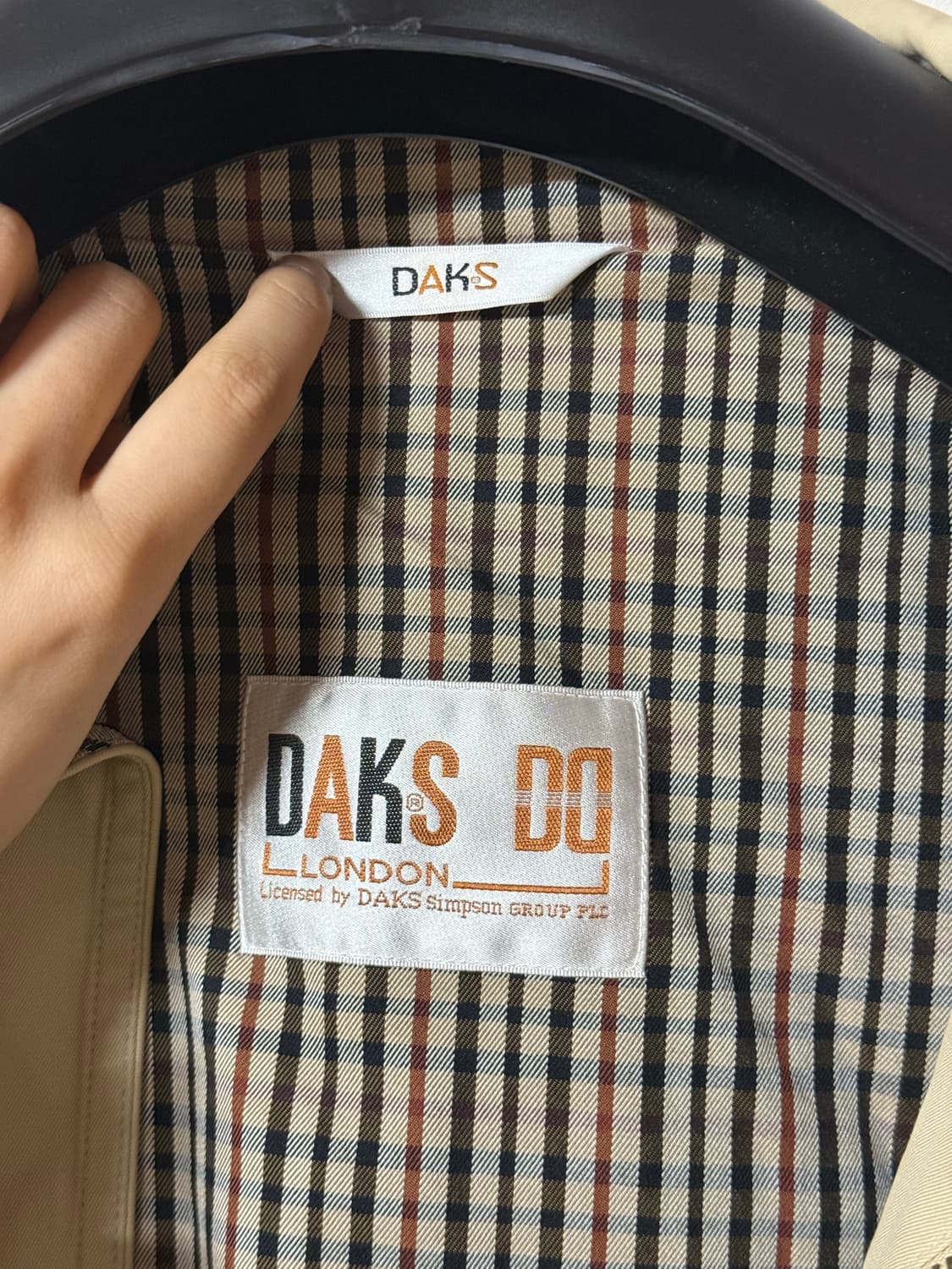 상태굿) 닥스 봄 후드 트렌치 하프코트 베이지 체크안감 상품이미지7