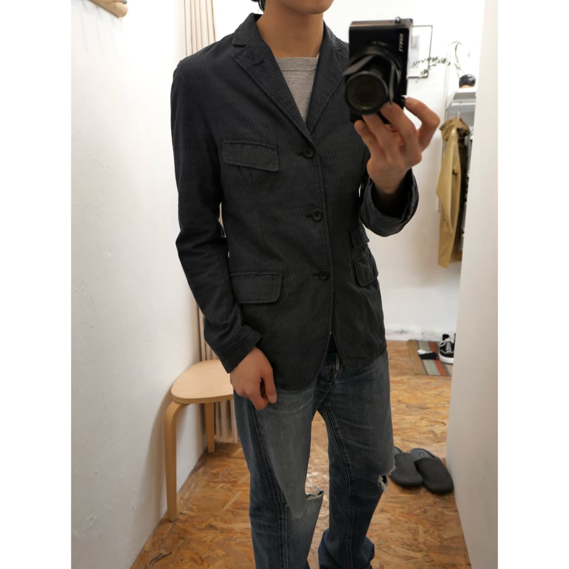 엔지니어드 가먼츠 패턴 블레이저 자켓 상품이미지1