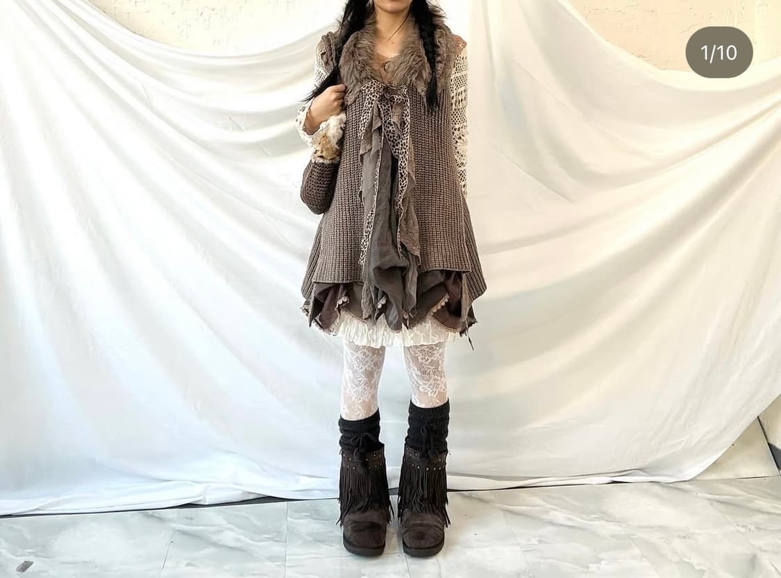 캉캉원피스, 크로쉐탑, 갸루 퍼 베스트, 나무단추베스트, 그런지스커트 상품이미지1