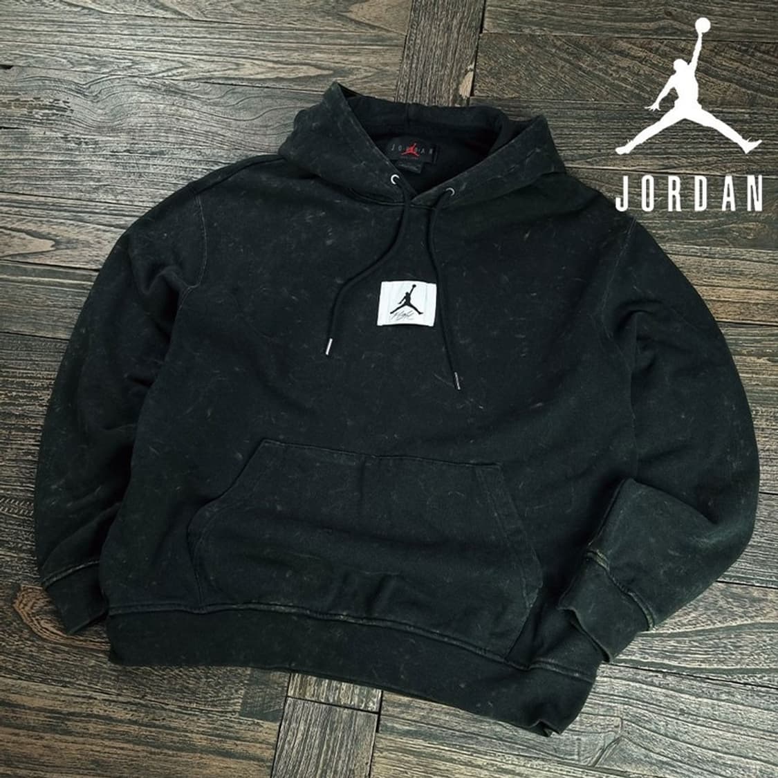 [나이키 조던] 로고 패치 오버핏 후드티 블랙 M19962 상품이미지1